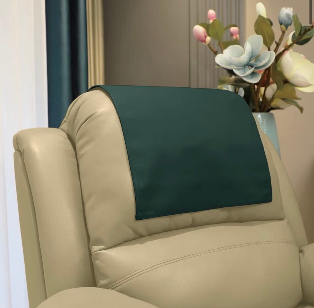 Non Slip Faux Leather Recliner Chair Covers headrest Protector 17x27 Dark Green